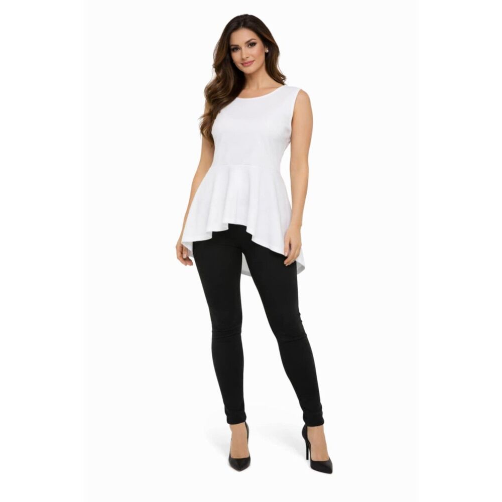 White Peplum Top Shirt Open Back Sleeveless WOMAN'S Women's Size Extra Large